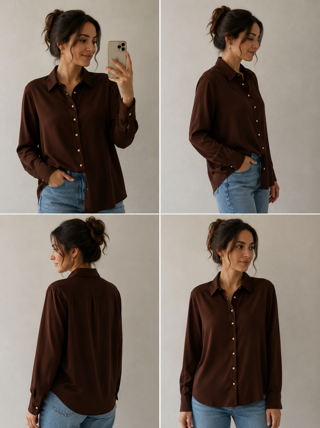 Chemise élégante marron chocolat