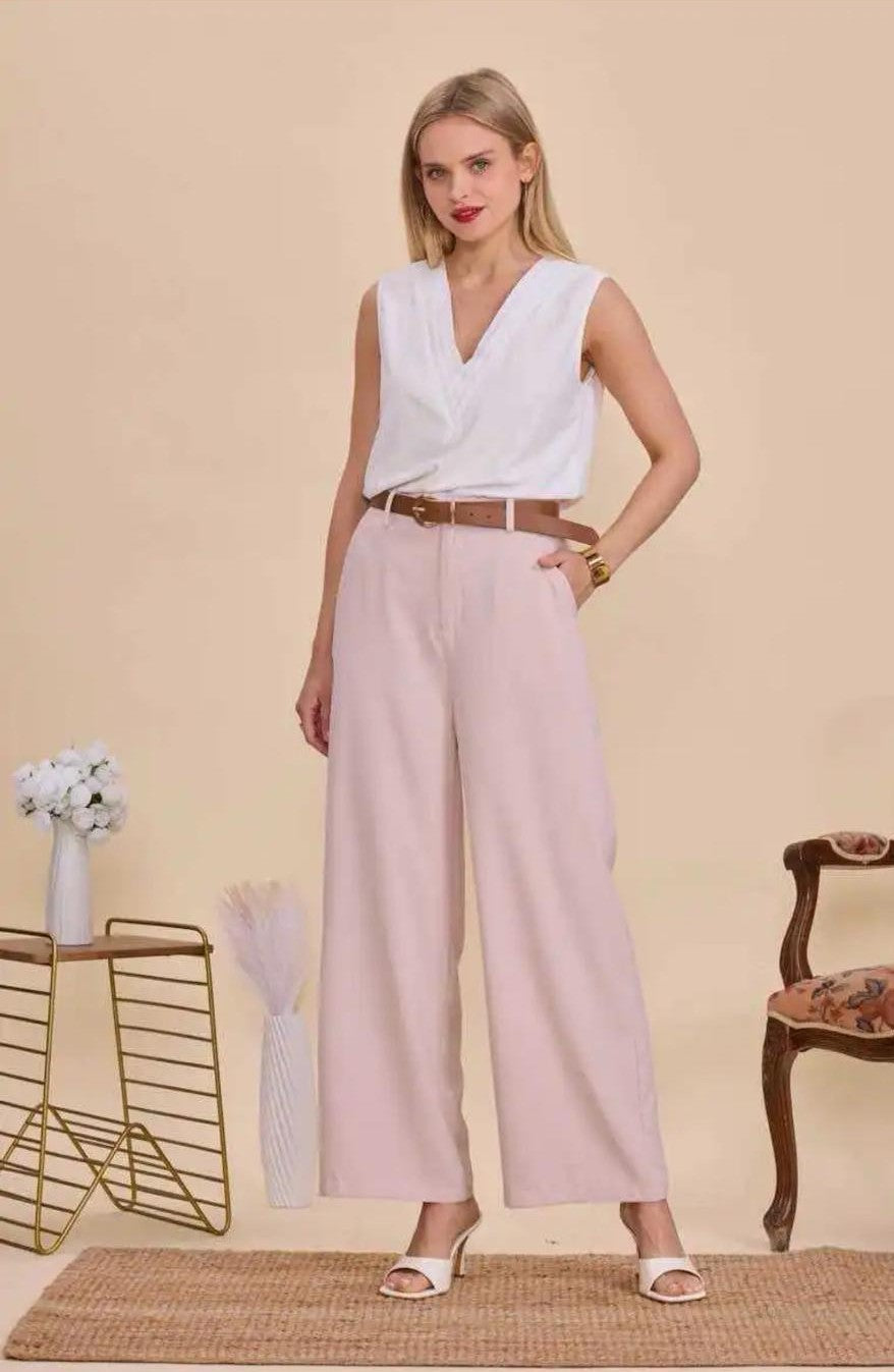Pantalon large avec ceinture intégrée