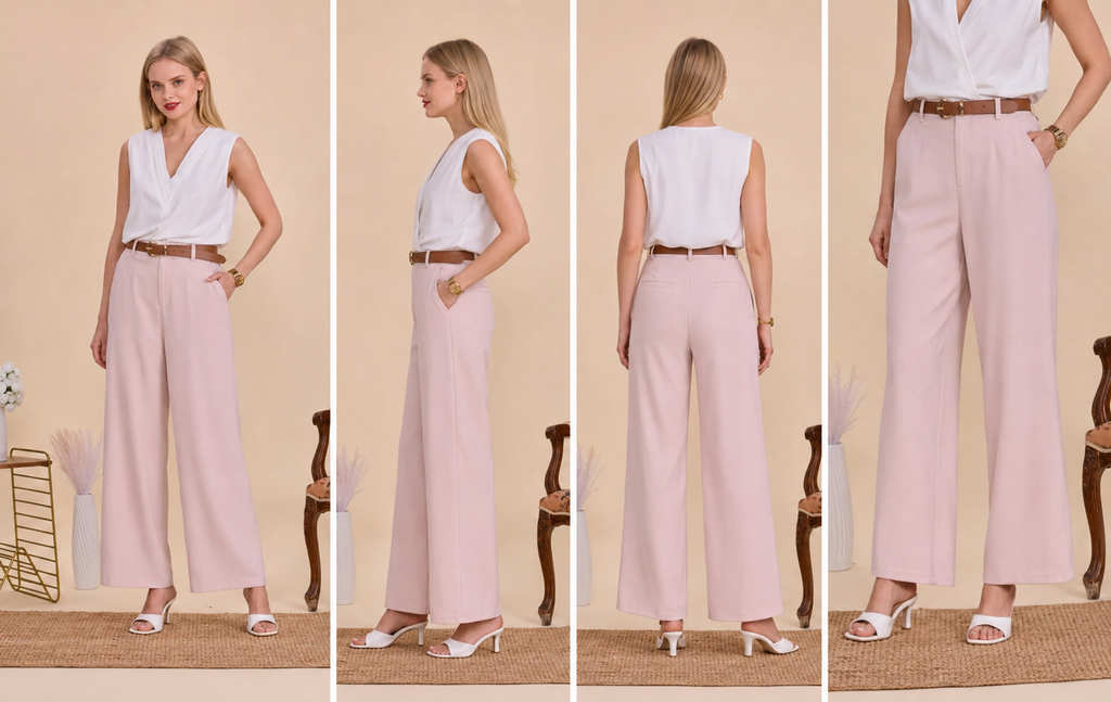 Pantalon large avec ceinture intégrée