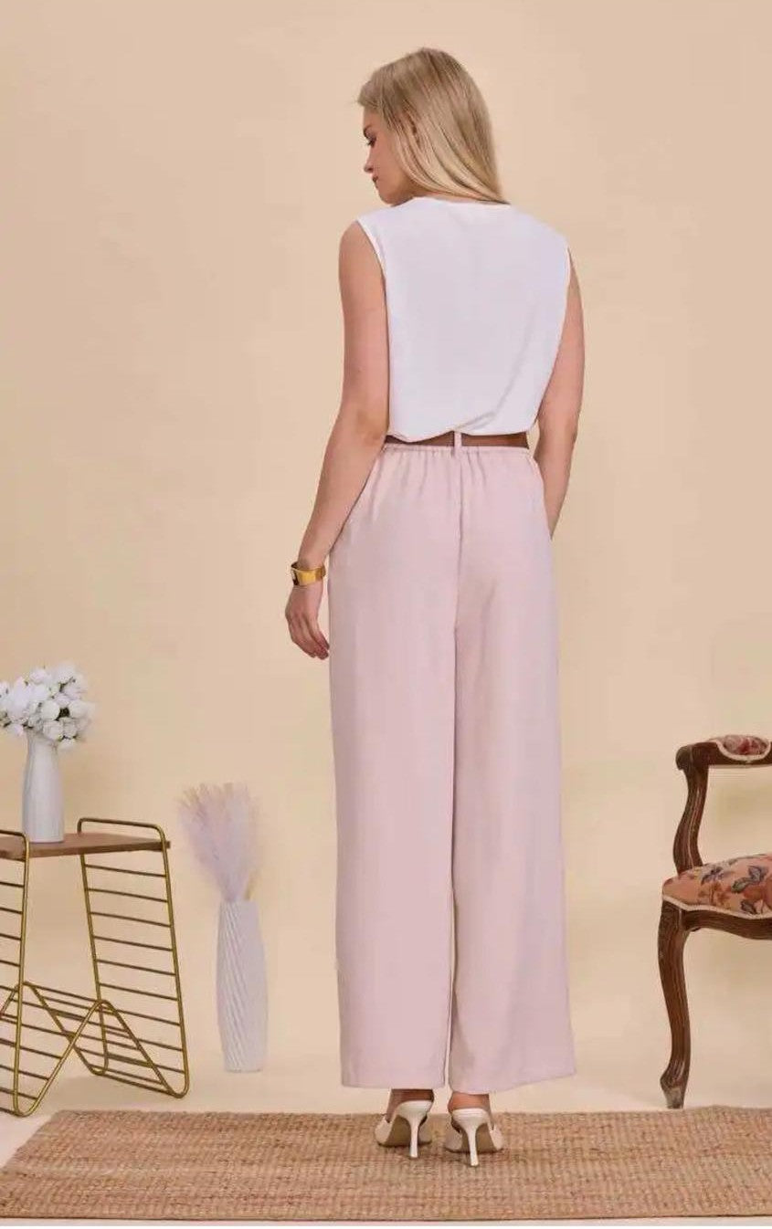Pantalon large avec ceinture intégrée