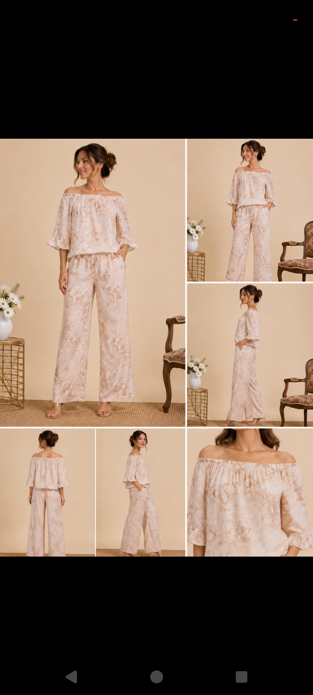 Ensemble Deux Pièces Fleuri – Top Bardot & Pantalon Large