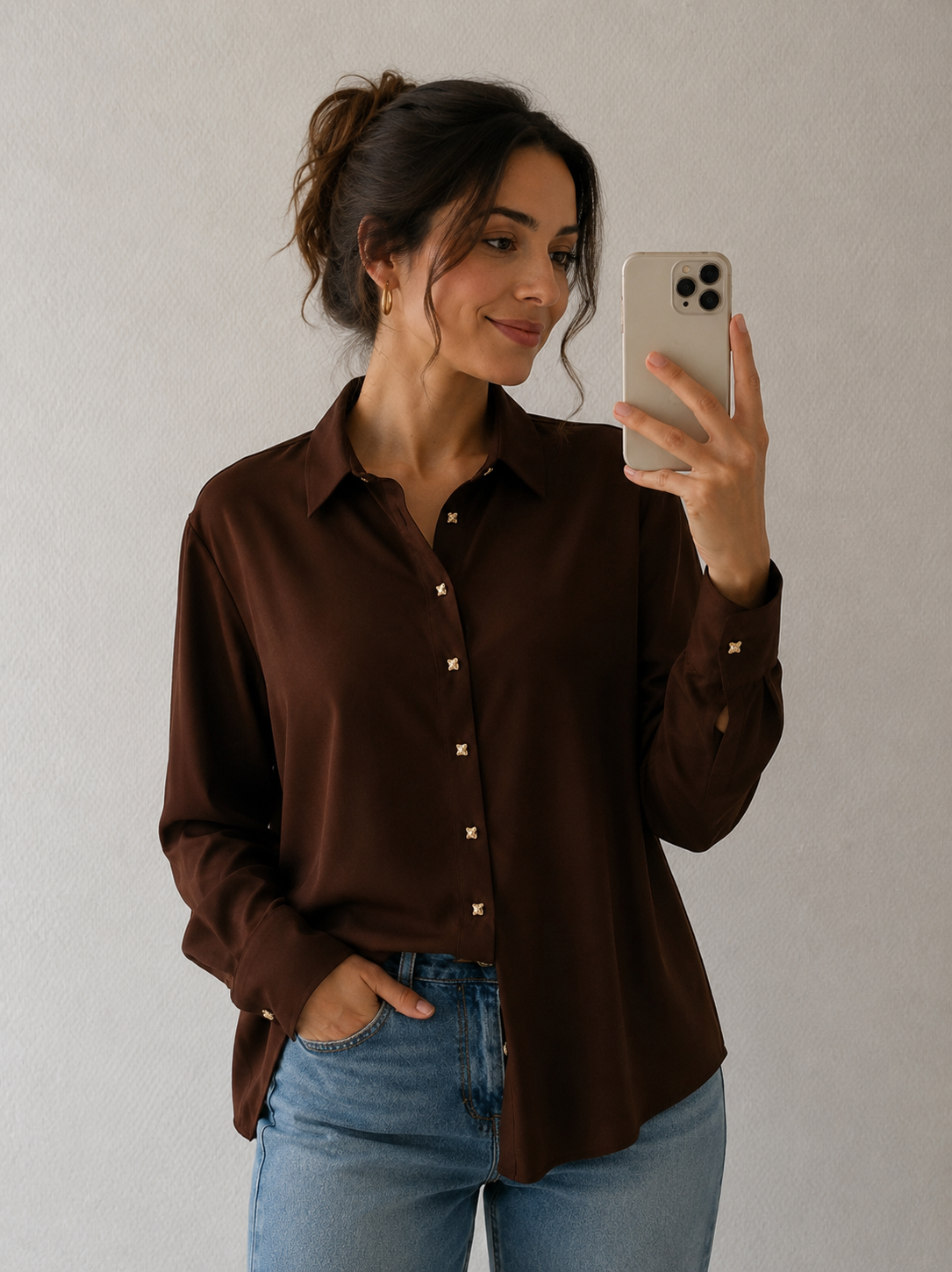 Chemise élégante marron chocolat