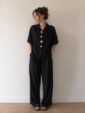 Tweedelige set zwart – overhemd & wijde broek